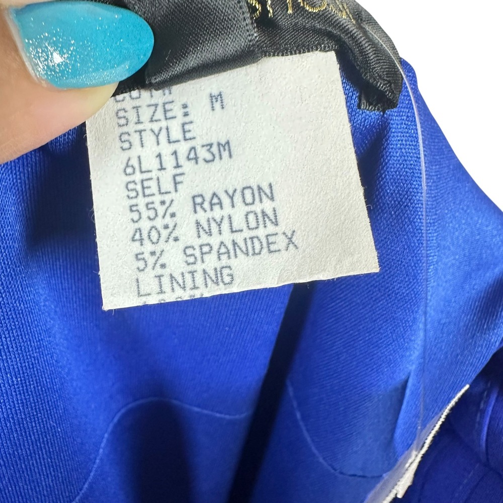 Tadashi Shoji Marna Blue Pintuck Pleated Cocktail Dress Size M NWT Made in USA - Picture 11 of 13